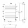 afmetingen chroom handdoekradiator met 10 buizen