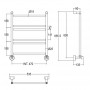 Afmetingen chroom handdoekradiator met 6 buizen